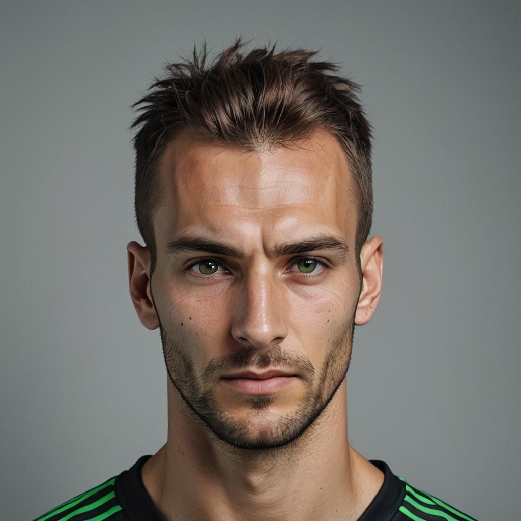 Realistic Portrait of Ukrainian Soccer Player