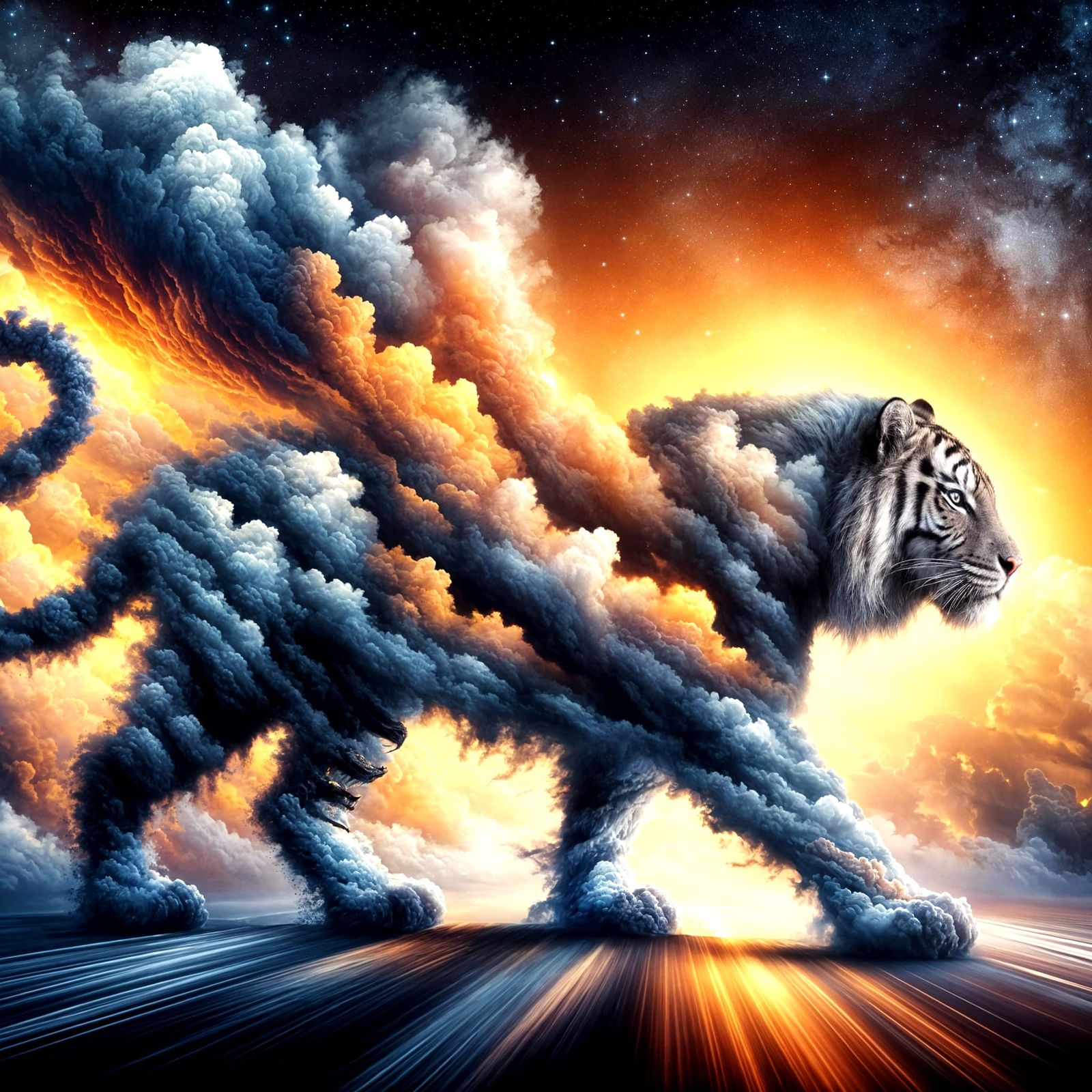 Cloud Tiger at Golden Sunset