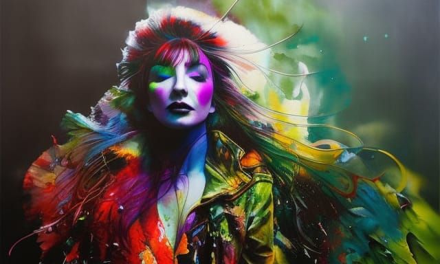 Colorful Ink Splash Art of Kate Bush