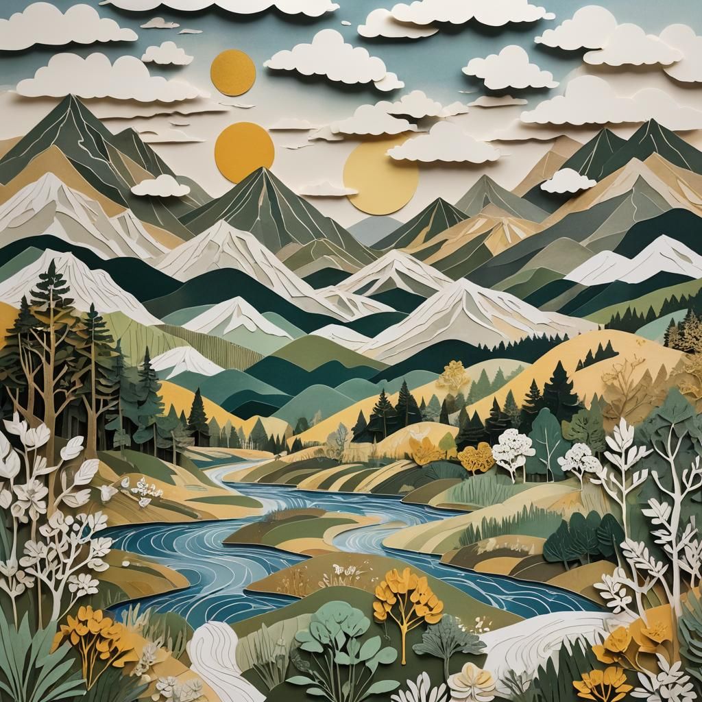 Whimsical Apothecary Landscape in Mixed Media Collage