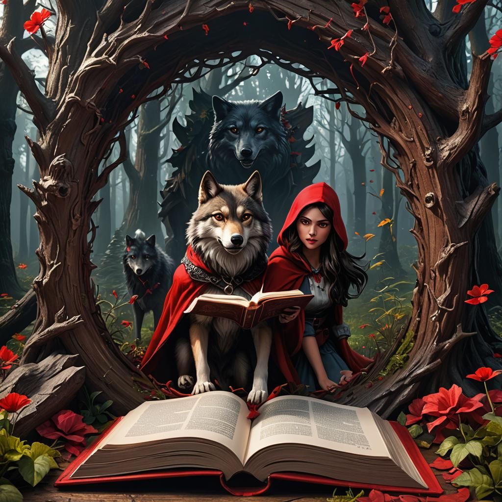 Red Riding Hood and Wolf Pop-Up Book Art