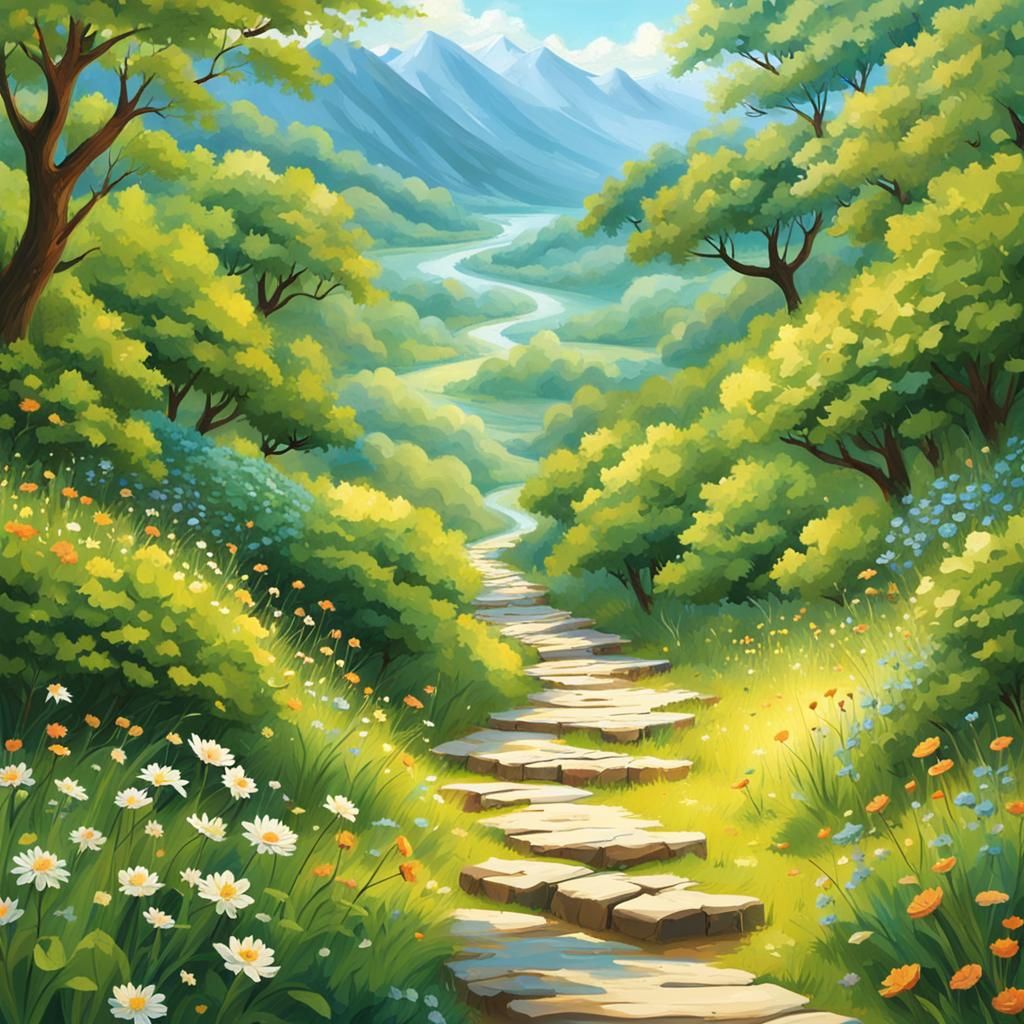 Picturesque Path Through a Vibrant Landscape