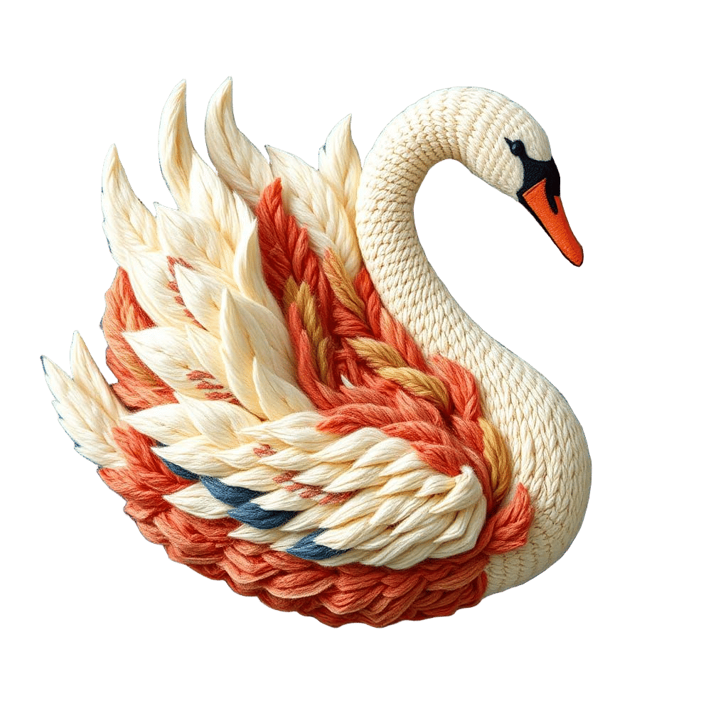 Surreal Fabric Swan in Neo-Impressionist Oil Painting Style