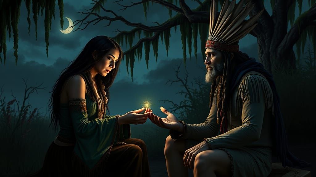 Bayou Fortune Teller in Neo-Primitivism Style