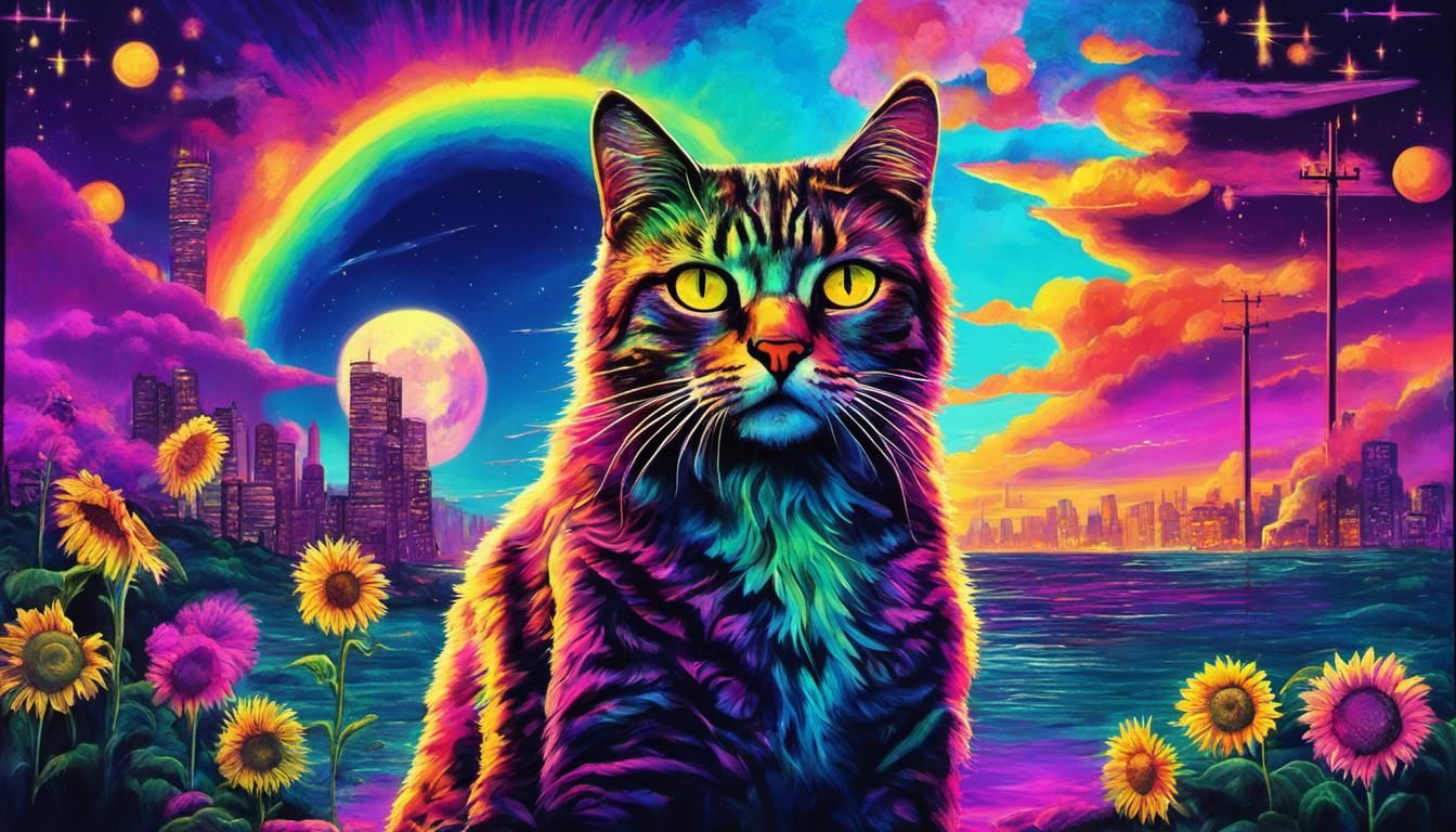 Surreal Cyberpunk Dreamscape with Ocean and Starlight