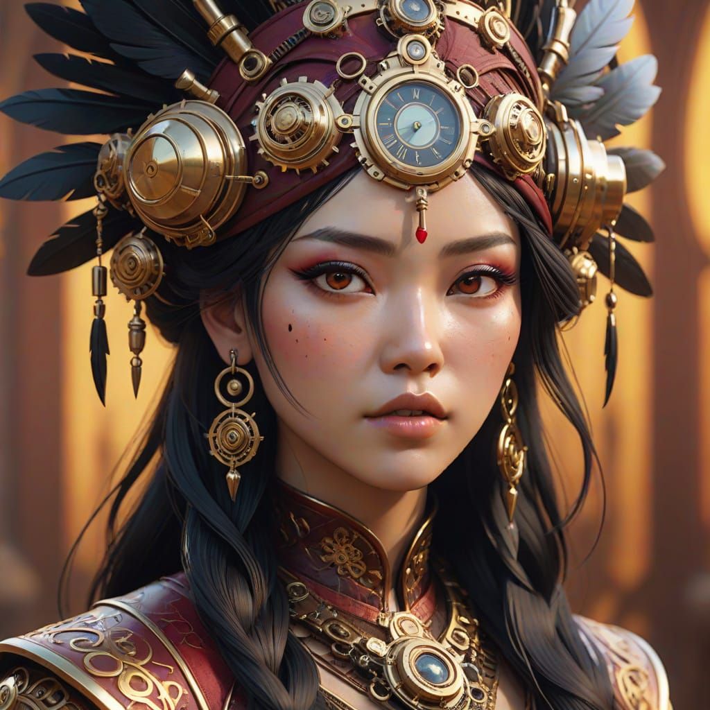 Steampunk Princess in Burgundy Headdress