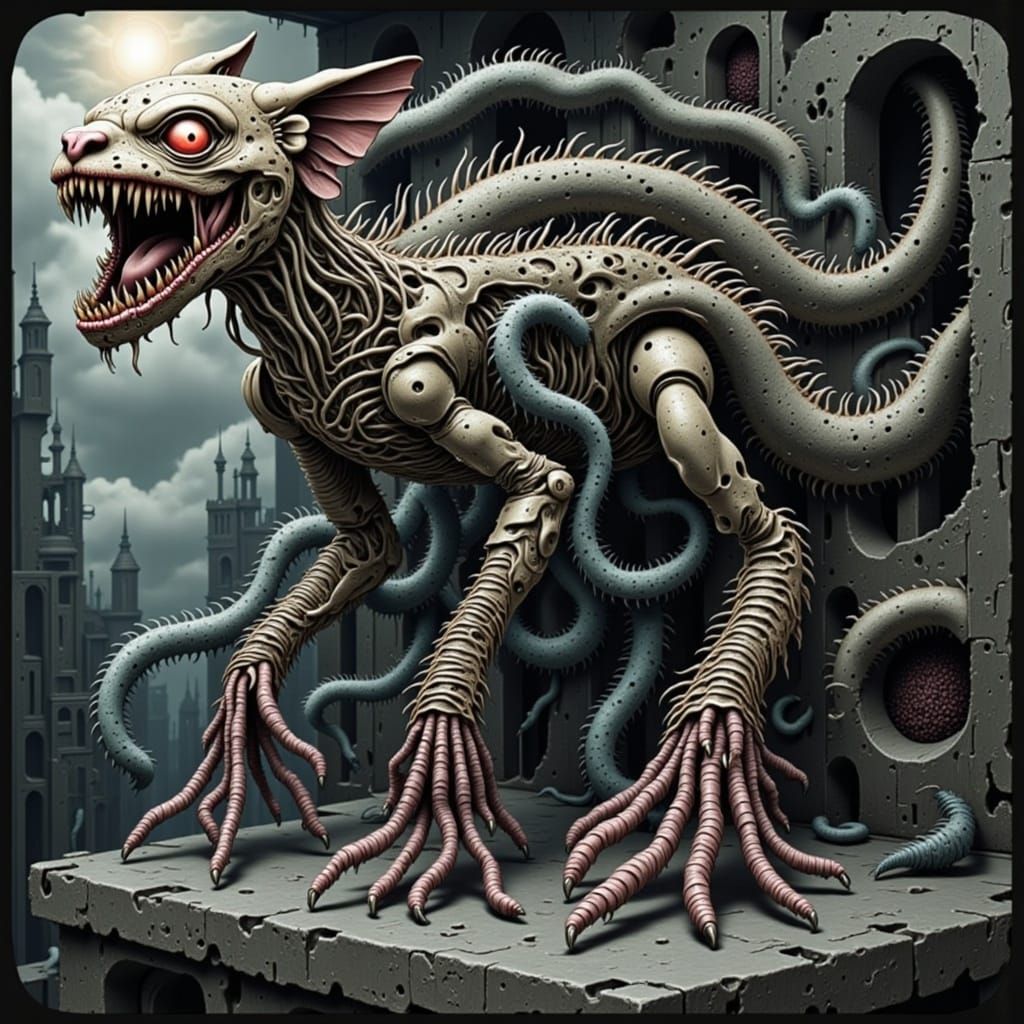 Aquatic Biomechanical Creature in Junji Ito Style