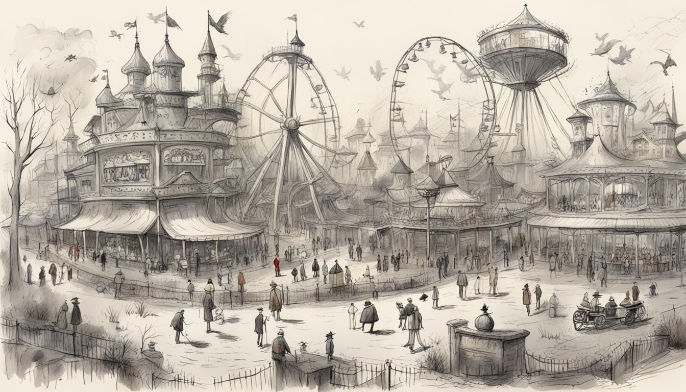 Amusement Park in Ronald Searle Style