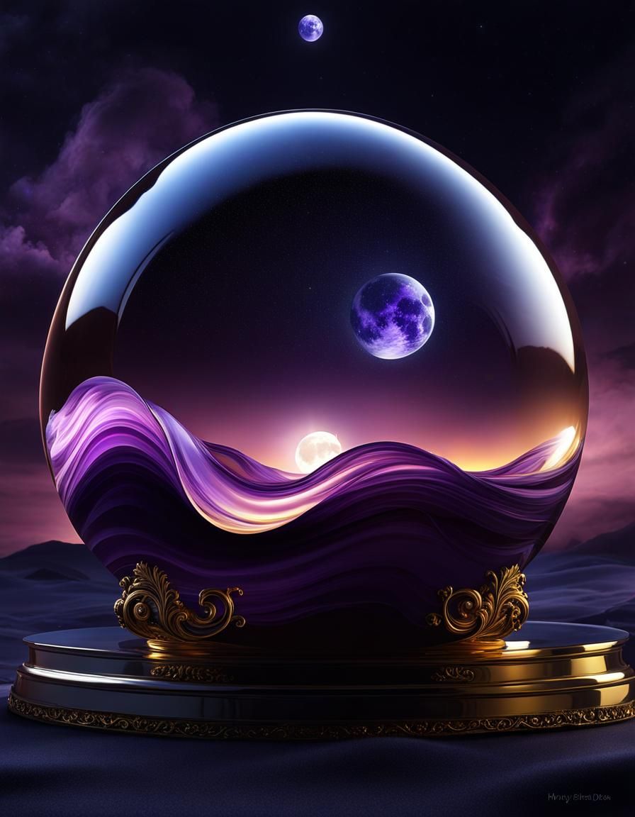 Mystical Full Moon in Glass Case: Rococo Fantasy