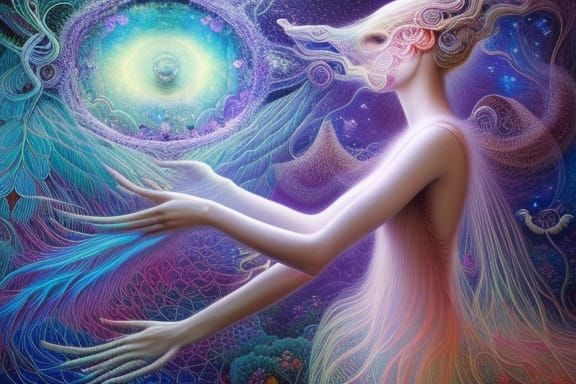 Cosmic Mycelium Network Hologram in Rich Colors