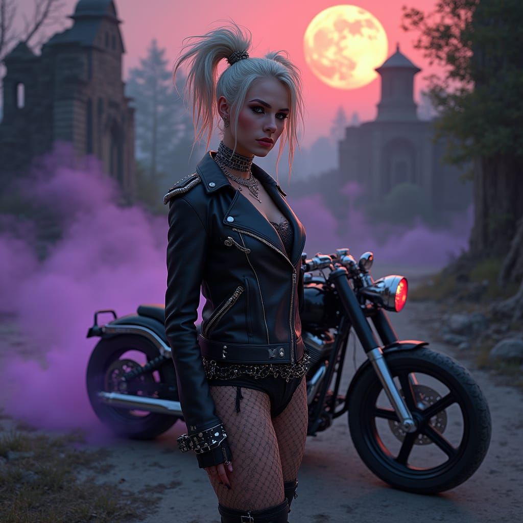 Rebellious Pagan Betty with Hellish Harleys