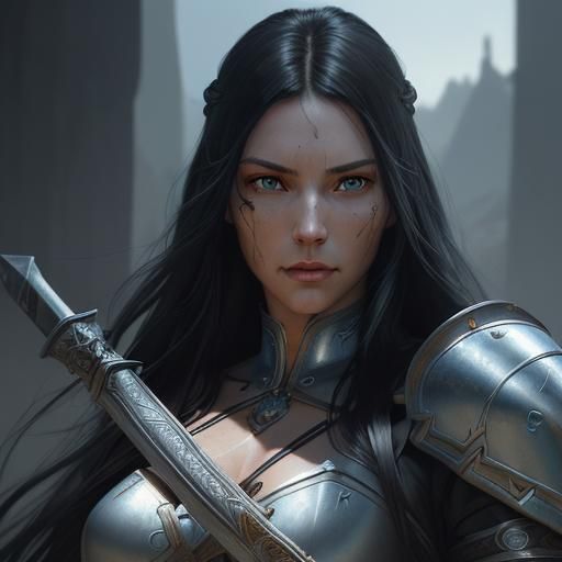 Warrior Woman Portrait in Hyperdetailed Digital Art