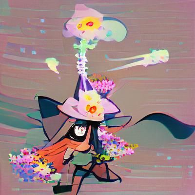Enchanting Flower Witch in Forest Scene