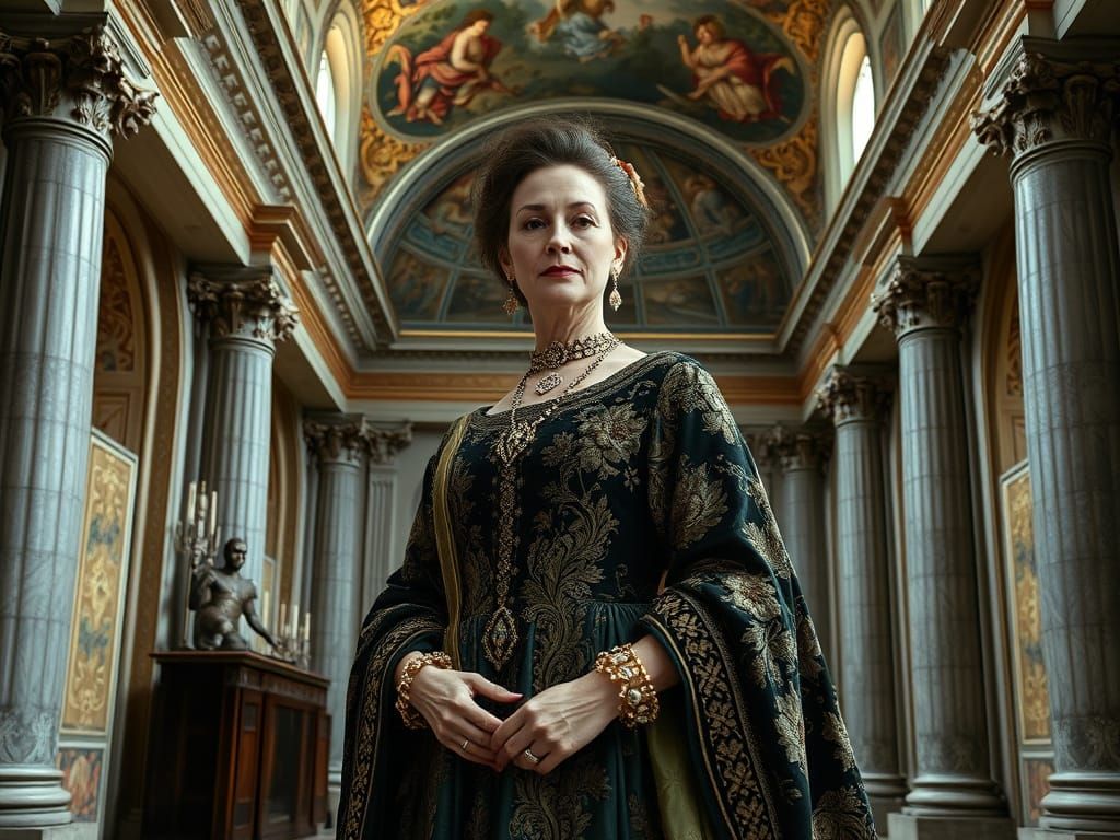Elegant Lady in High Renaissance Grandeur
