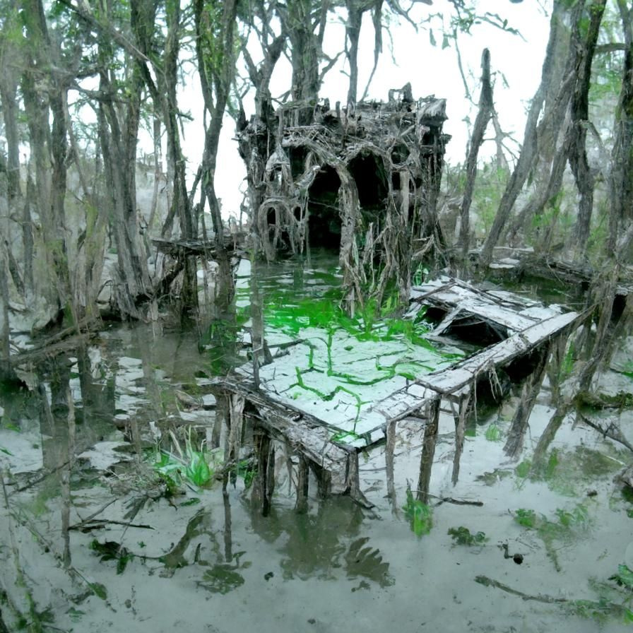 Mysterious Swamp Ruins in a D&D World