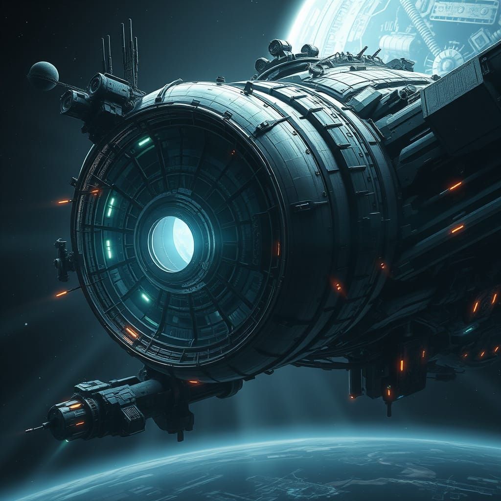 Abandoned Space Station in Haunting Biomechanical Landscape