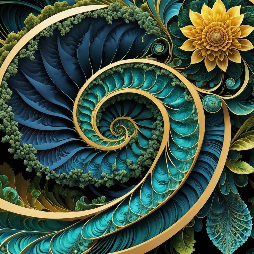 Nature's Math Garden in Vibrant Digital Art