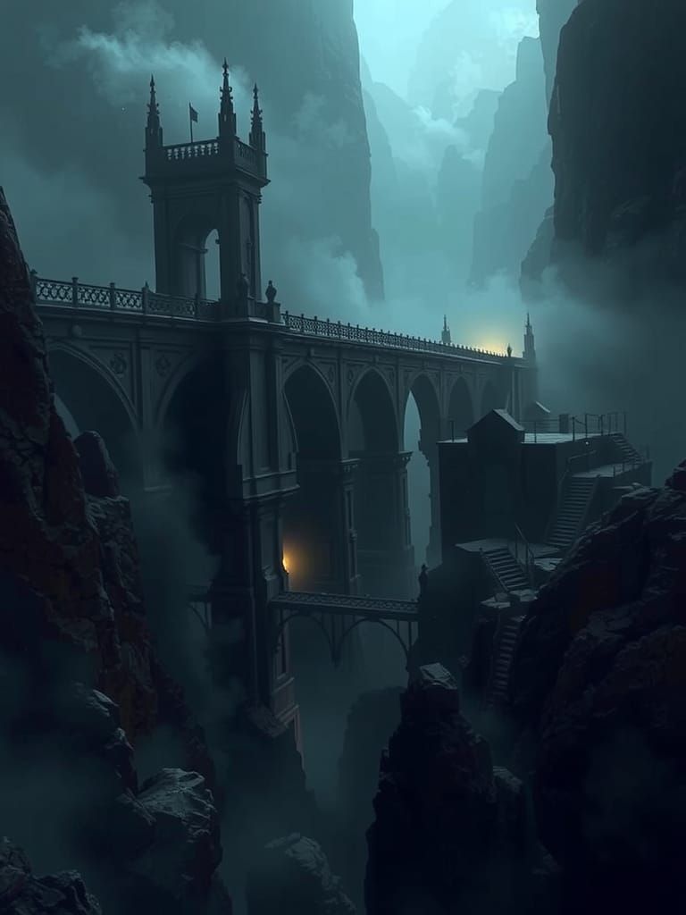 Mystical Bridge Across Foreboding Chasm