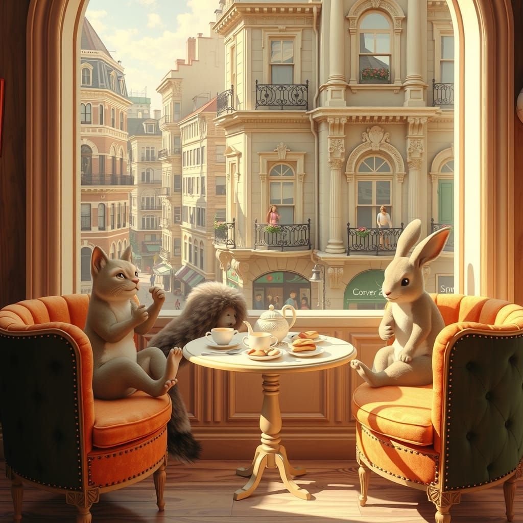 Charming Cartoon Animals in Cozy NYC Cafe