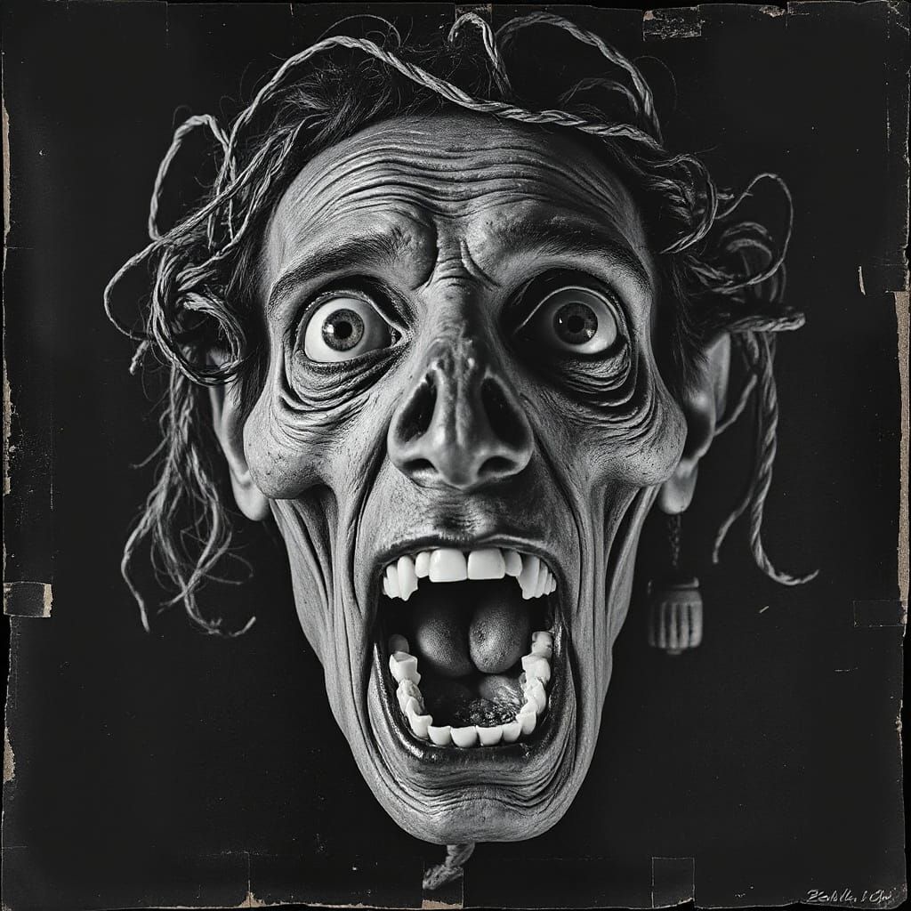 Grotesque Vintage Collage in Grungy Style