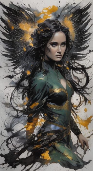 Majestic Angel Descends from Nebula in Cosmic Art Style