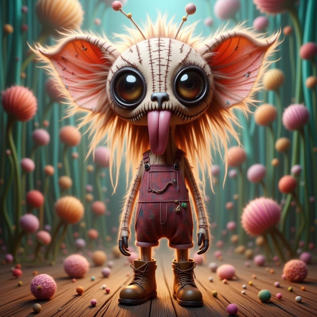 Surrealistic Stitched Orchid Sticks Out Cheeky Tongue