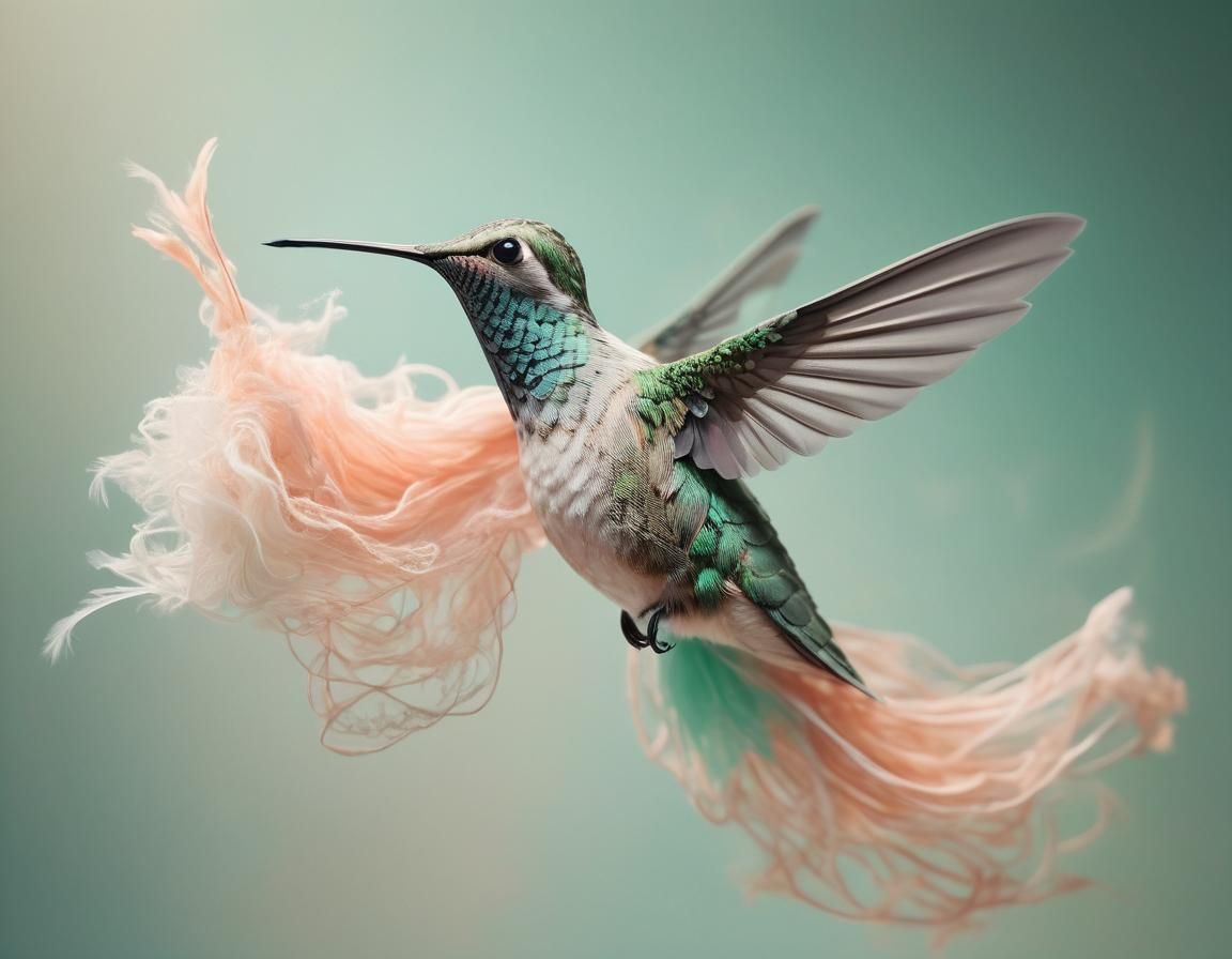 String Hummingbird in Pastel Colors: Macro Photography