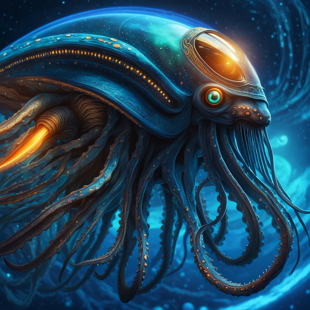 Underwater Alien Repairs Spaceship: Sci-Fi Concept Art