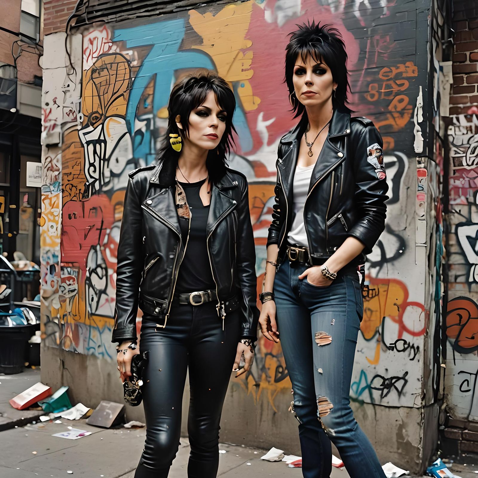 Joan Jett and Pat Benatar as 1980s Graffiti Art