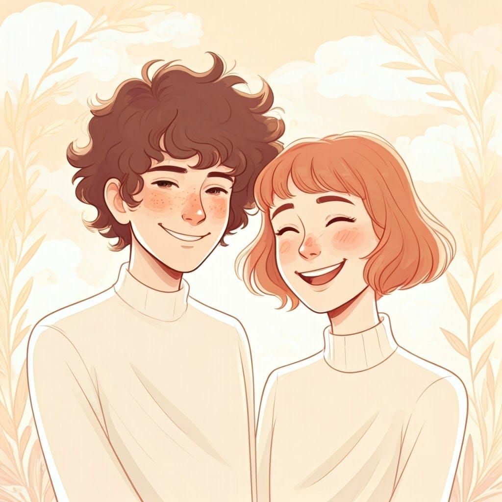 Whimsical Spirit Siblings in Soft Watercolor