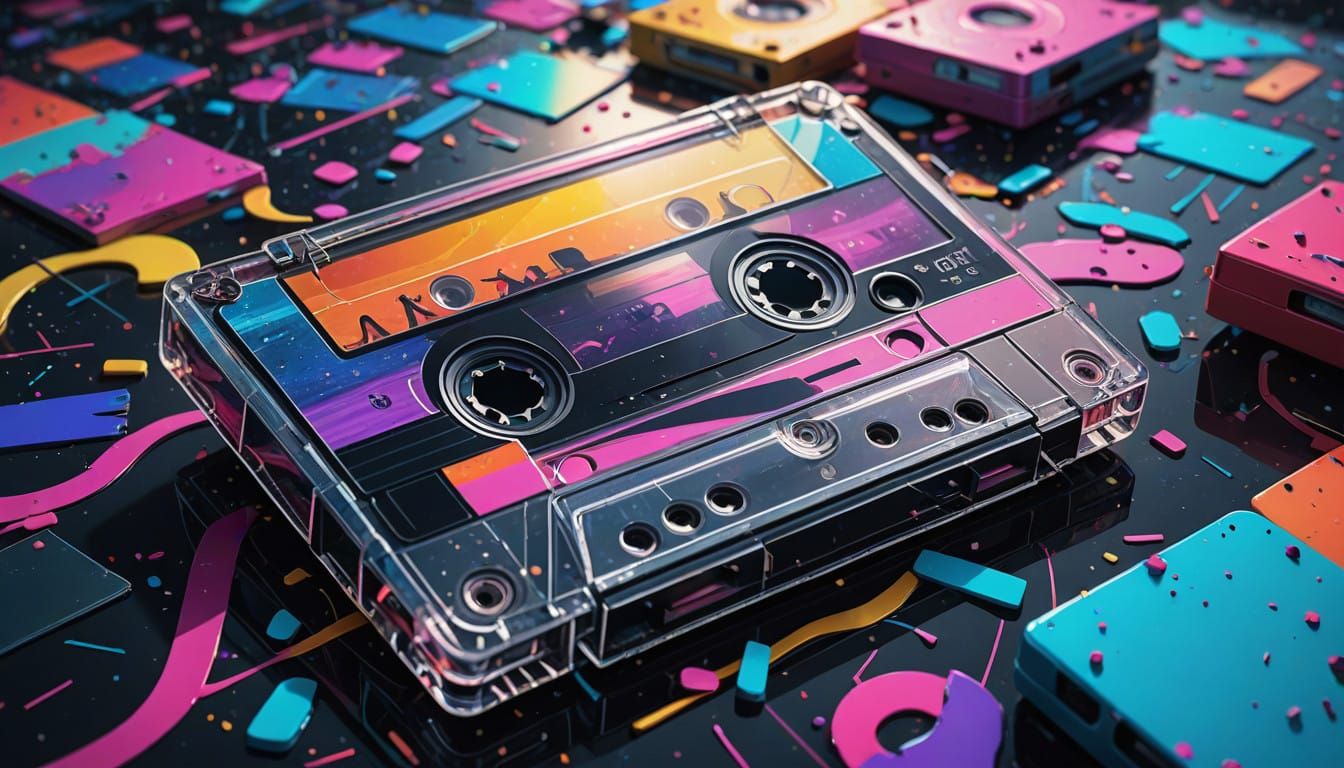 Psychedelic Mixtape Dreamscape in Neon Color