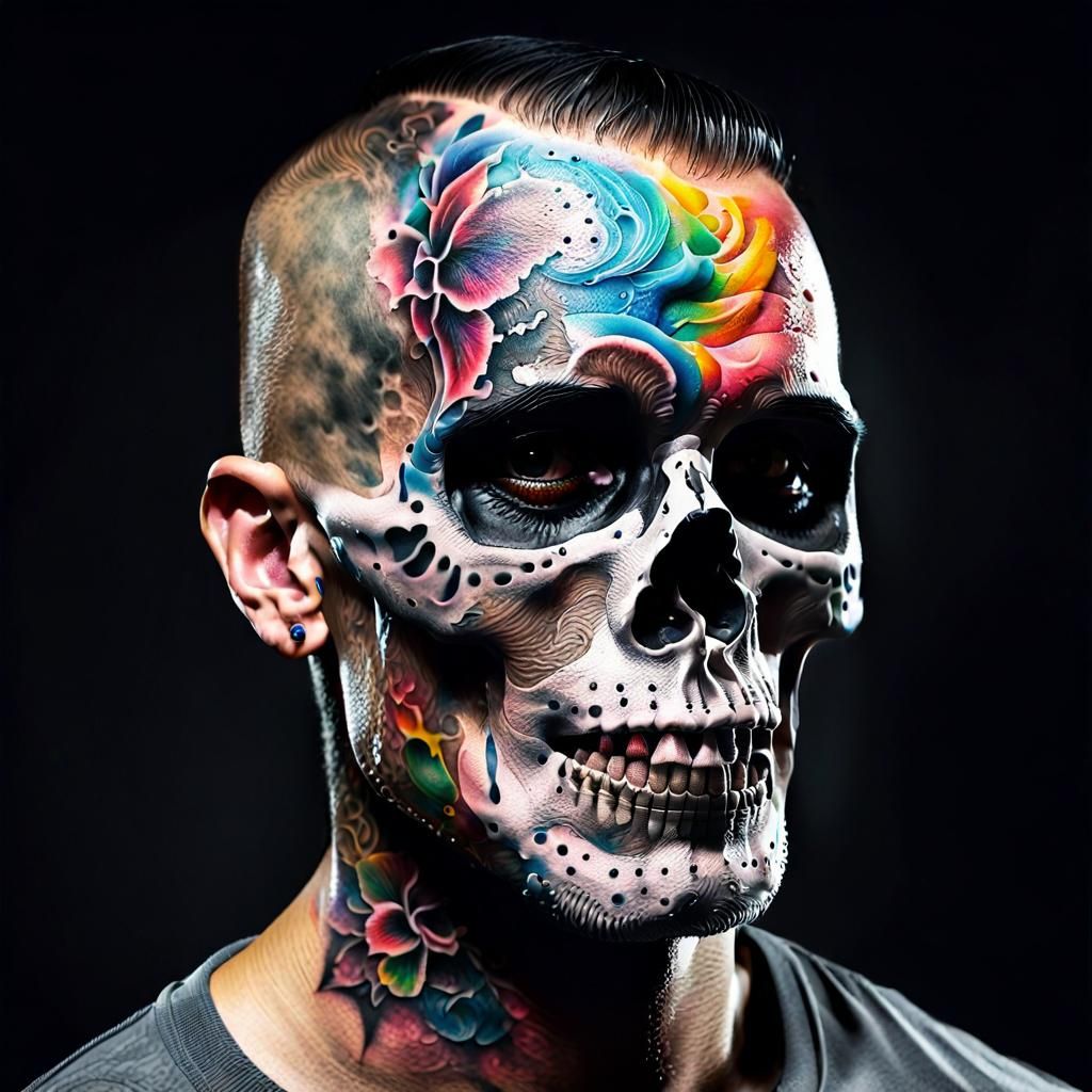 Hyperrealistic Skull Tattoo on Tattoo Artist