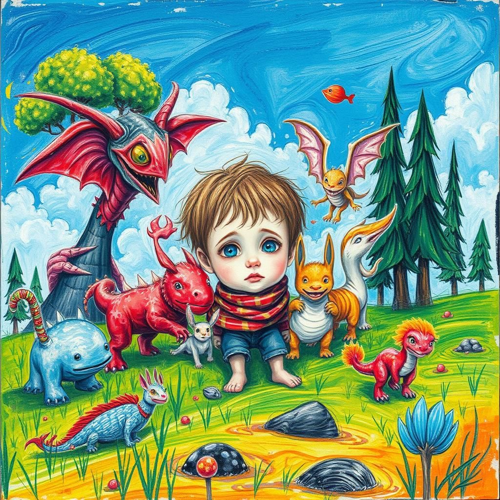 Child's Dream: Fantastical Creatures in a Naive Style