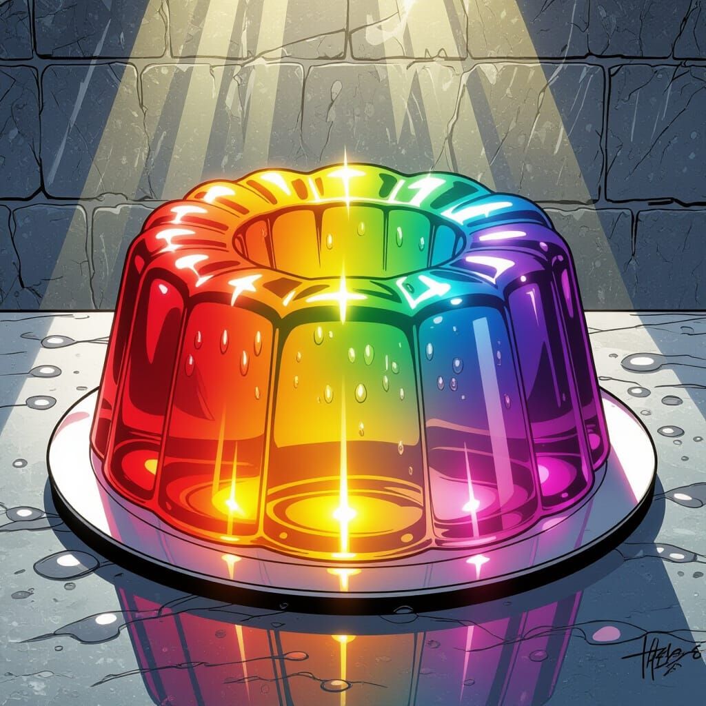 Hyperrealistic Jello in Comic Book Style