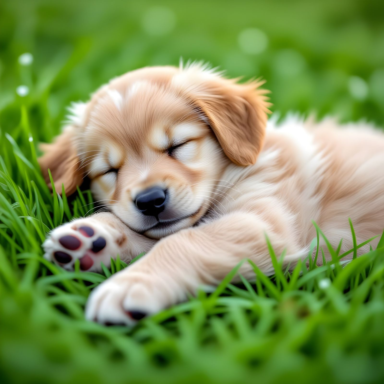 Adorable Baby Golden Retriever Sleeping in Snow