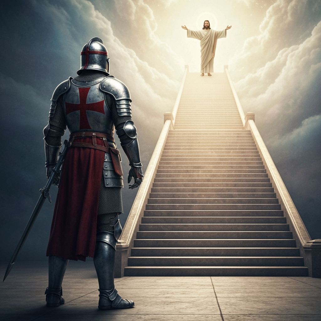 Knight Templar Ascends Heavenly Staircase to Christ