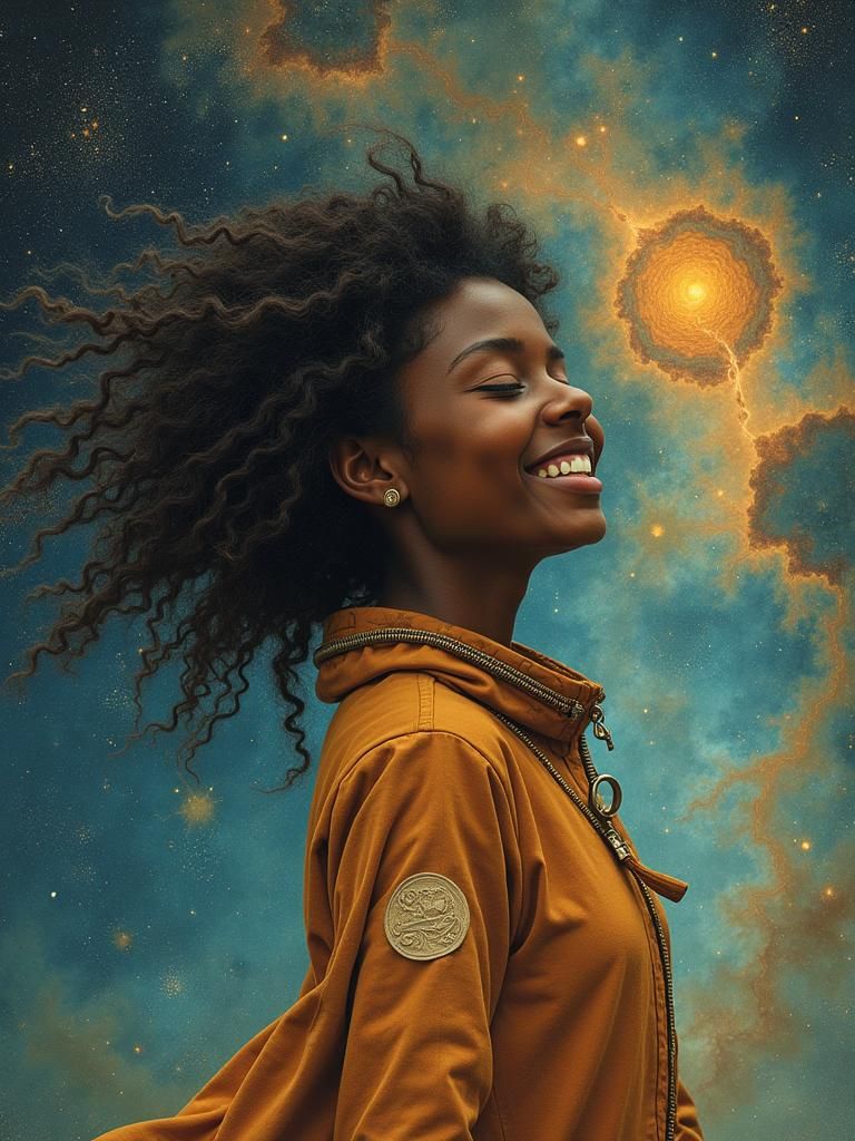 Dreamlike Space Pilot Portrait in Whimsical Style