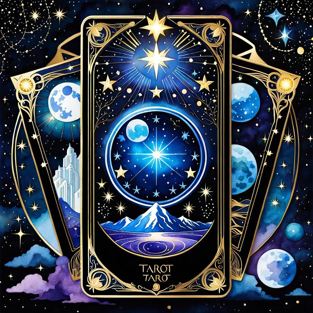 Luminescent Constellation Tarot Cards in Art Nouveau Style