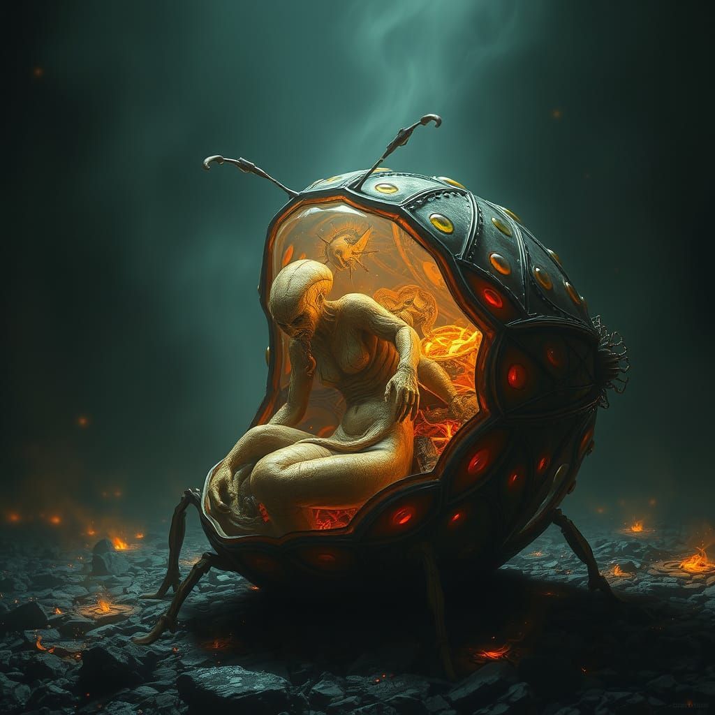 Millicent Frastley Sacrificed to Insect God: Beksiński Style