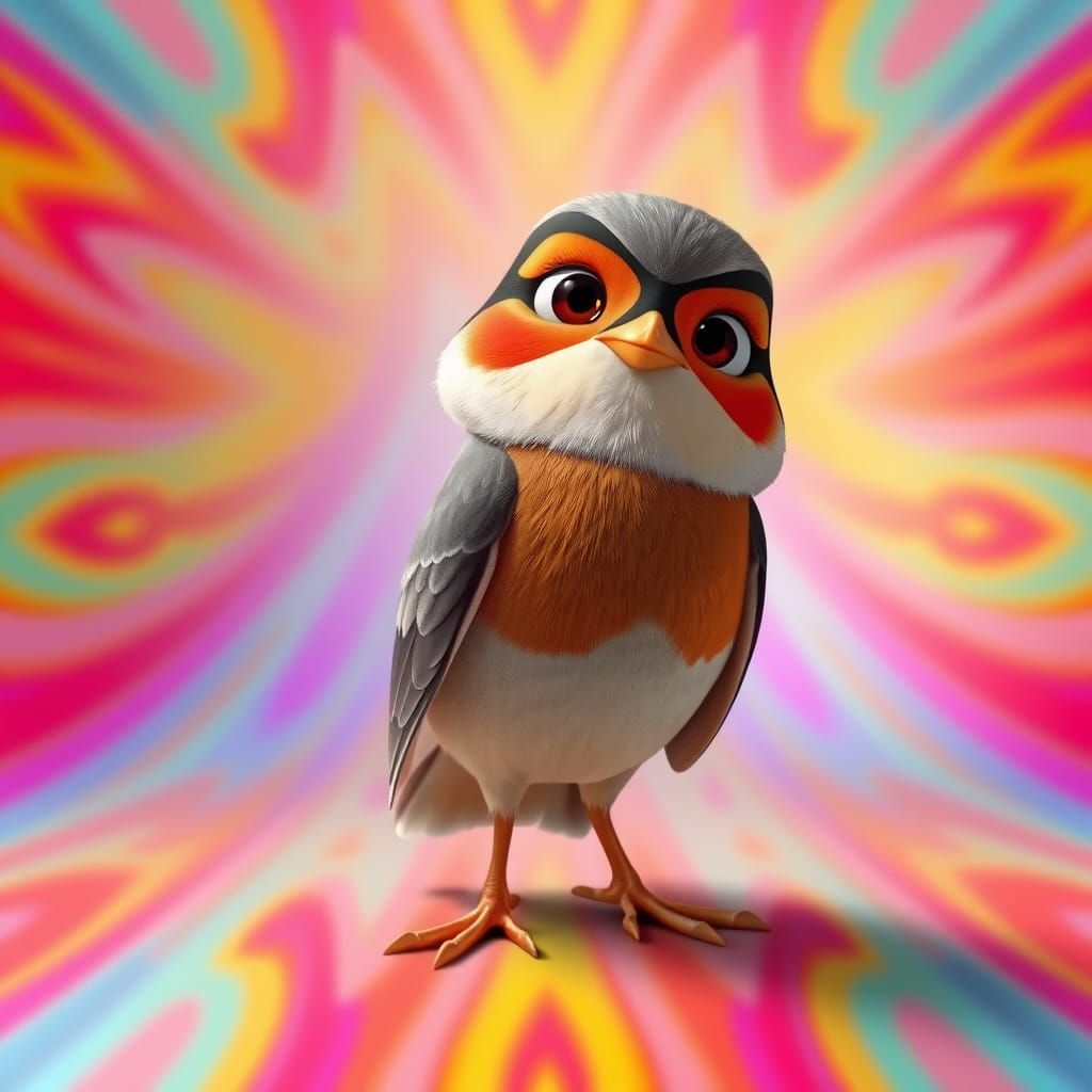 Whimsical Robin Character Art in 3D Digital Style