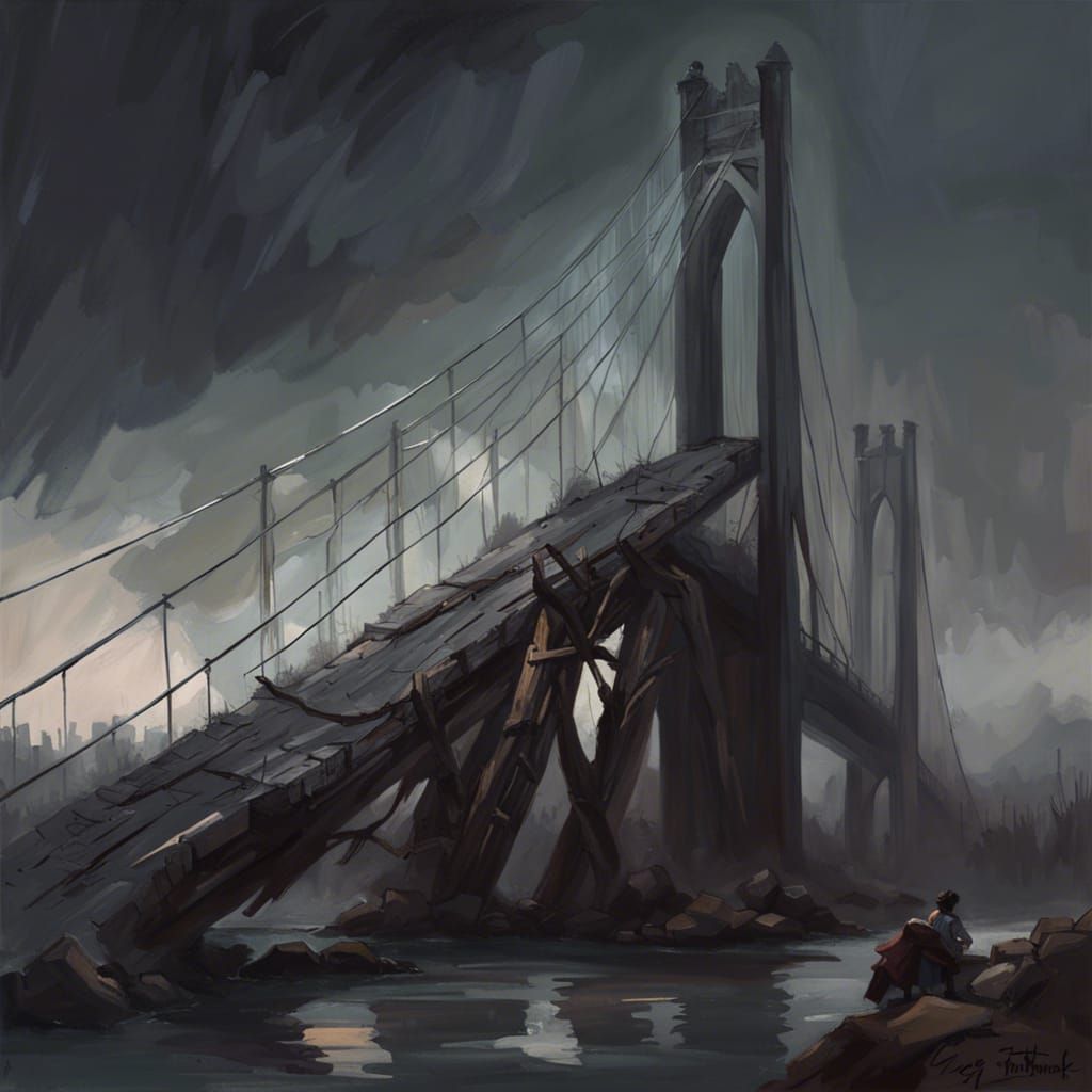 Sinister Broken Bridge in Rutkowski Style