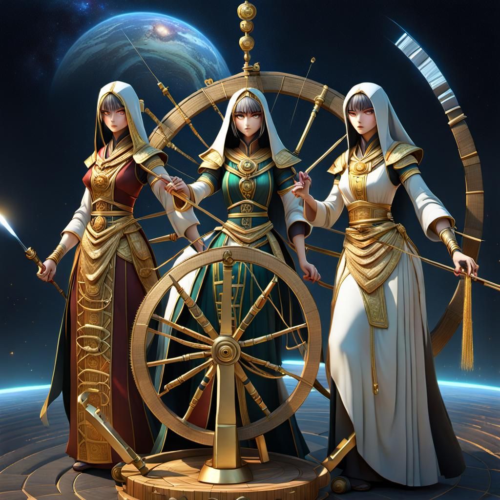 The Moirai: Weaving the Threads of Fate in Anime Style