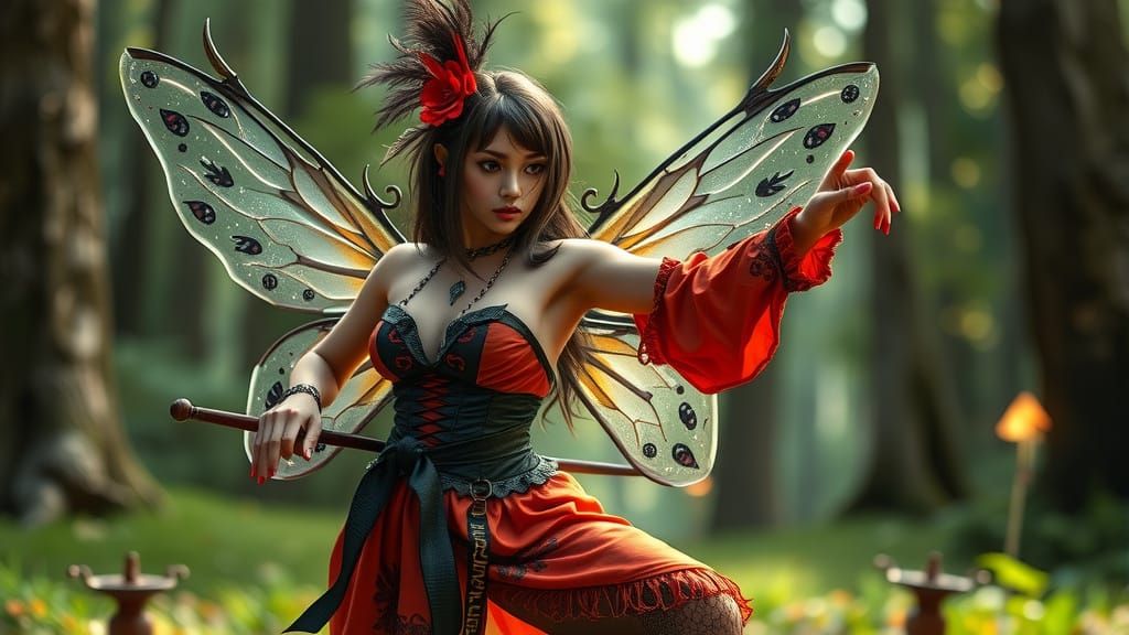 Karate Fairy in Gothic-Hippie Style