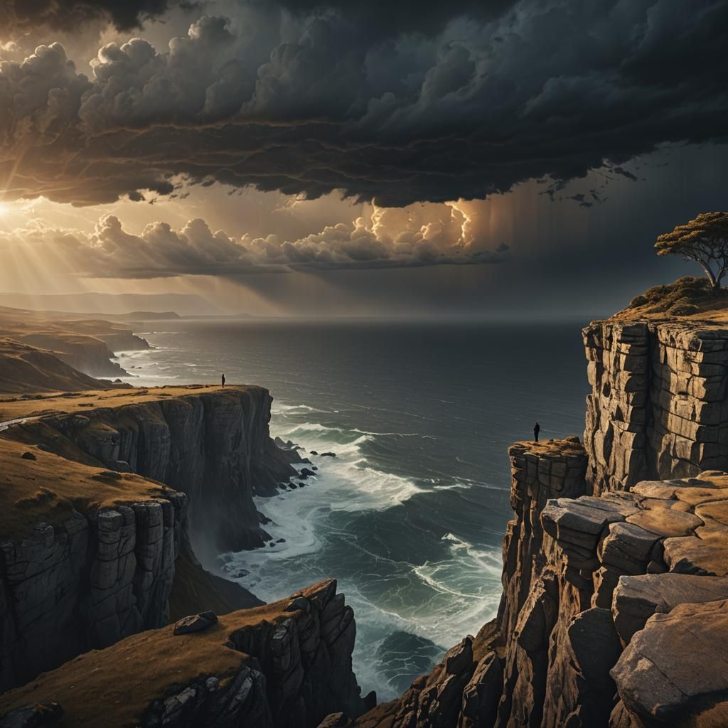 Balancing Act: Serenity and Storm in Digital Art