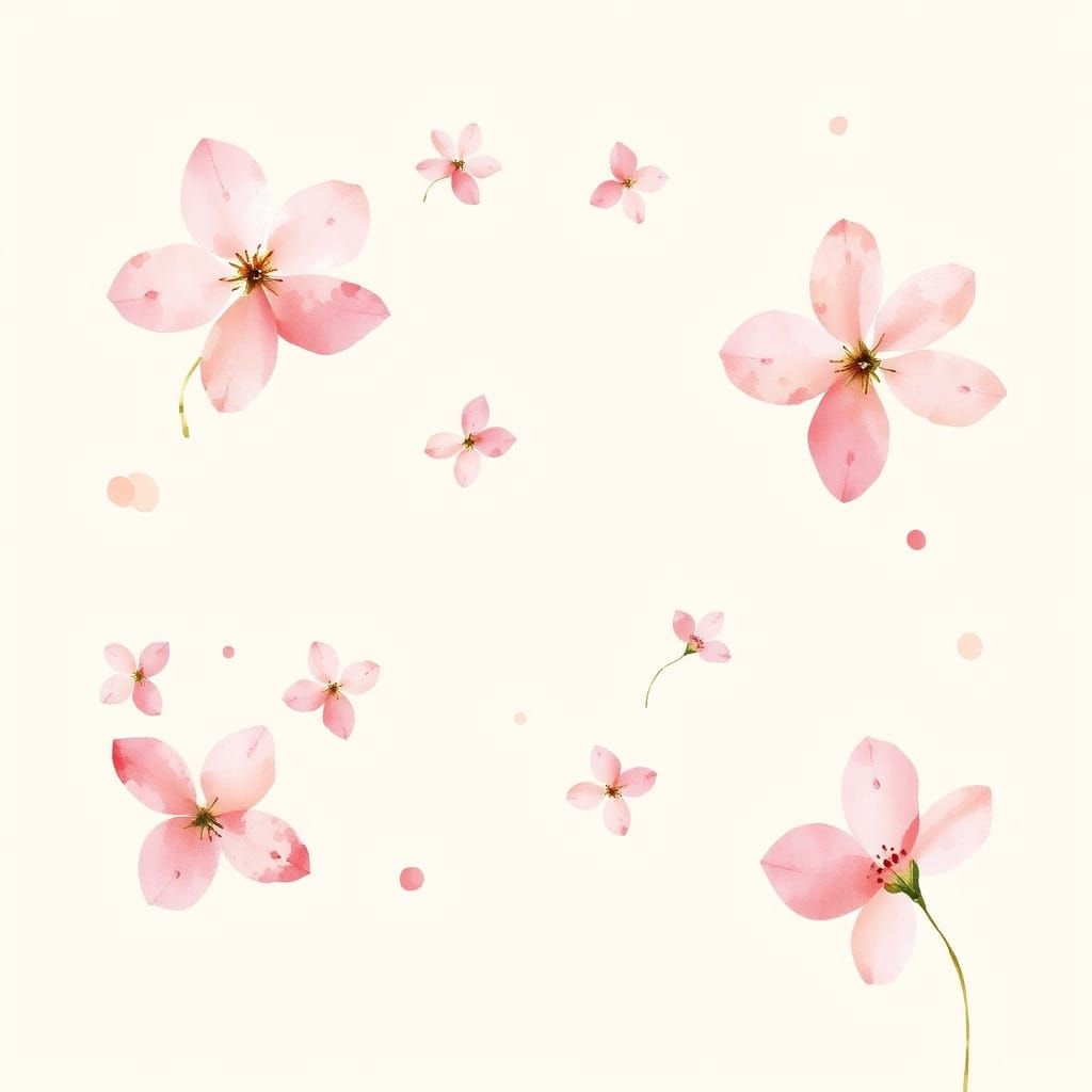 Whimsical Pink Watercolor Blooms in Soft Pastels