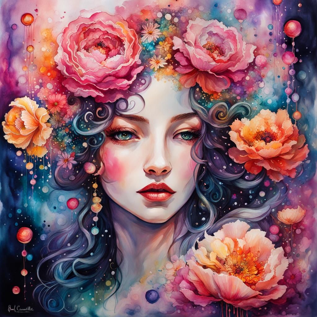 Carnations in Watercolor, Alcohol Ink Aesthetic