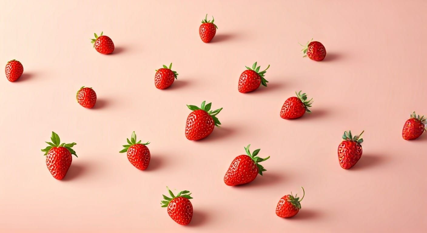 Realistic Strawberries in Botanical Style
