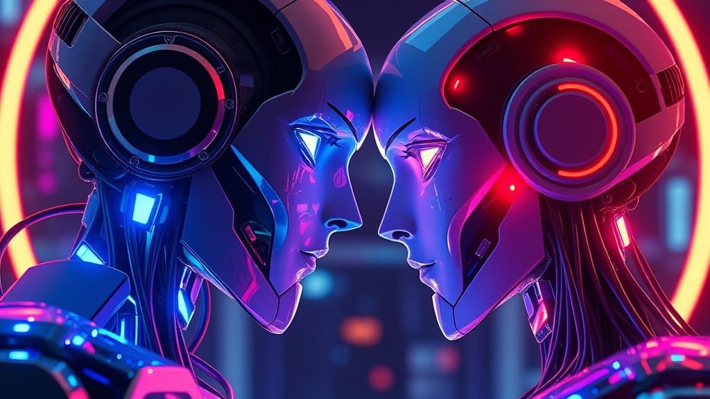 Robots Connect in Cyberpunk Harmony