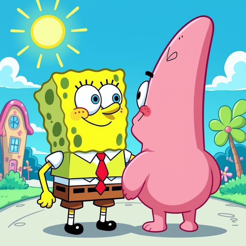 Spongebob and Patrick Share an Unexpected Kiss