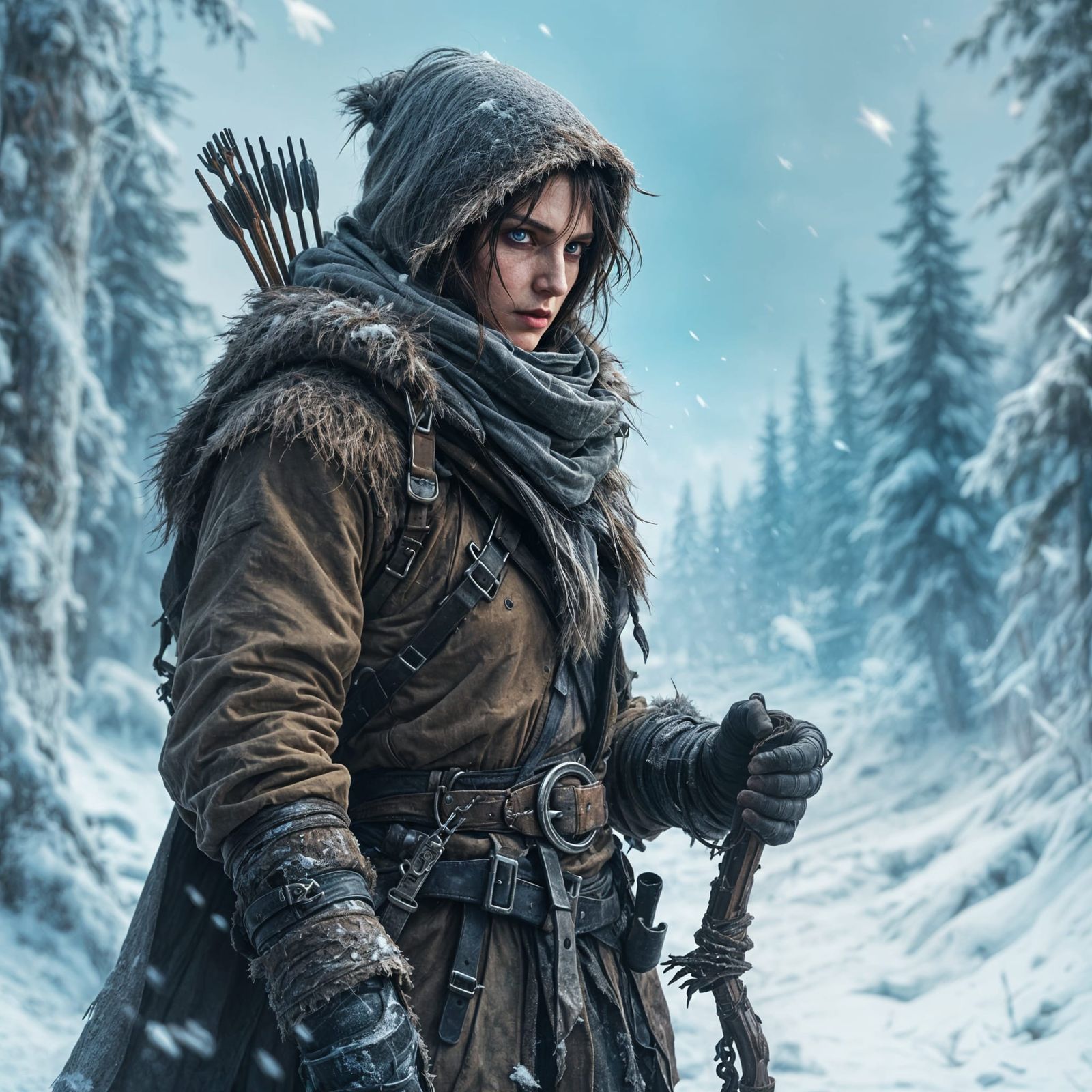 Dark Fantasy Tracker in Icy Forest